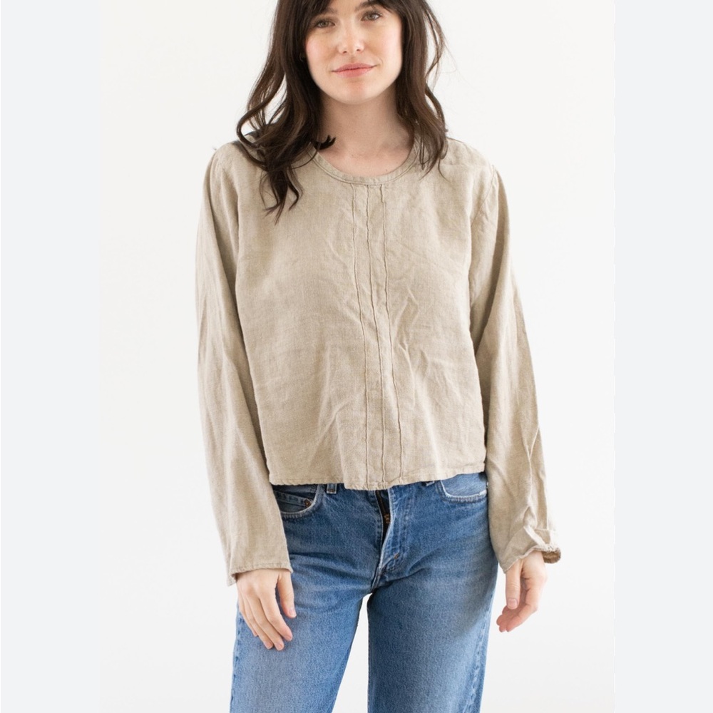 Flax Beige Linen Blouse - Picture 4 of 4